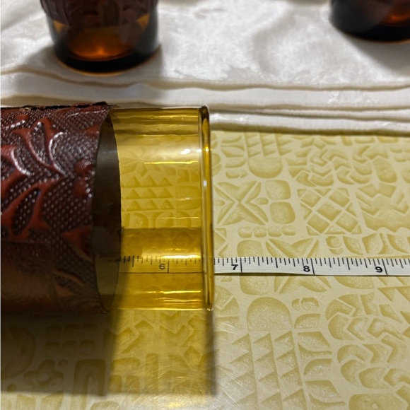 Vintage Amber Glass Decanter Set with Leather Wrap - Picture 11 of 14